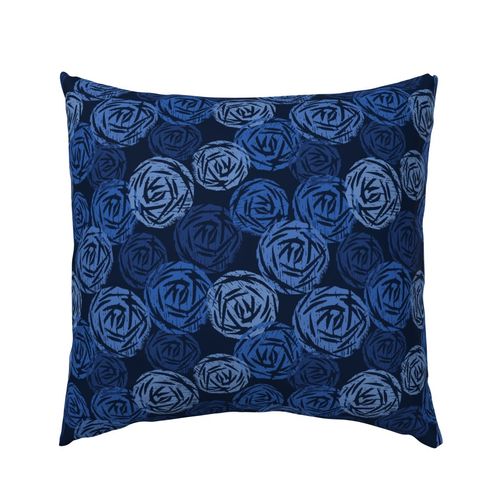 Circle Woodcut Royal Blue Pillow Sham
